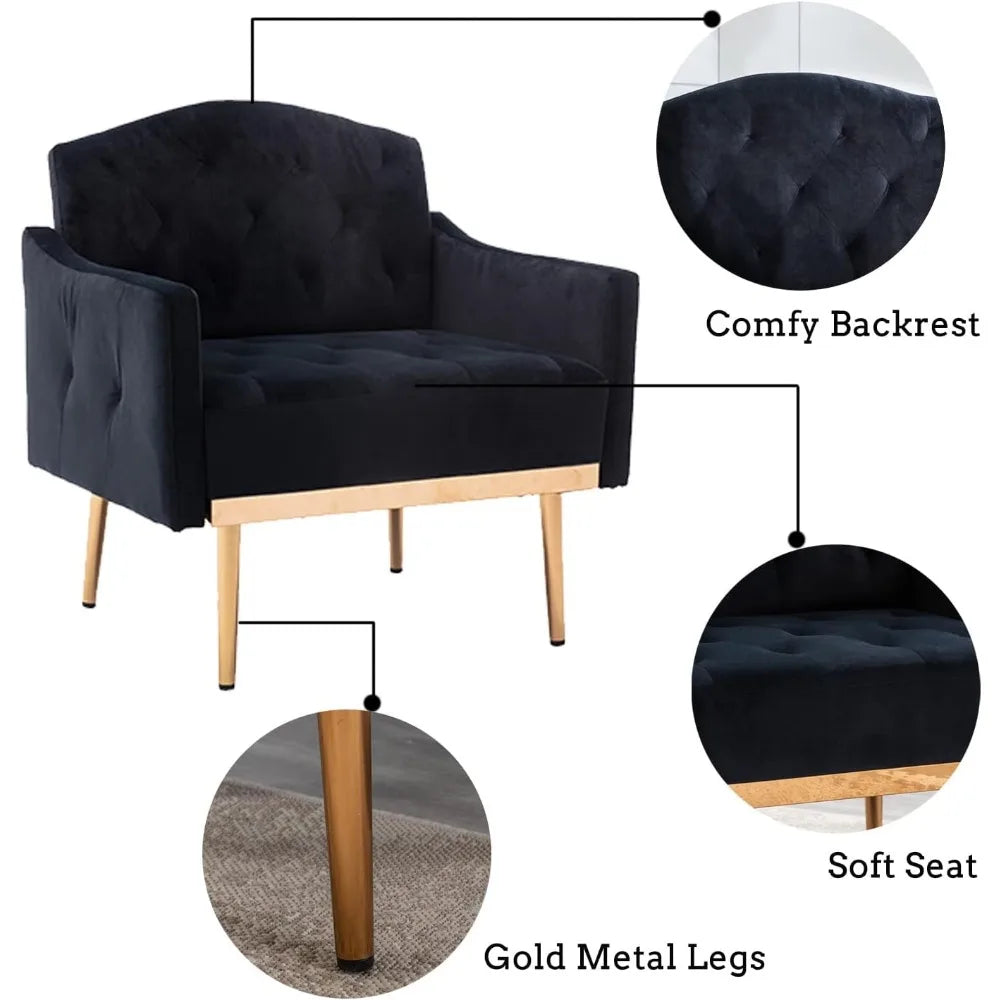 Velvet Accent Chair with Arms for Living Room