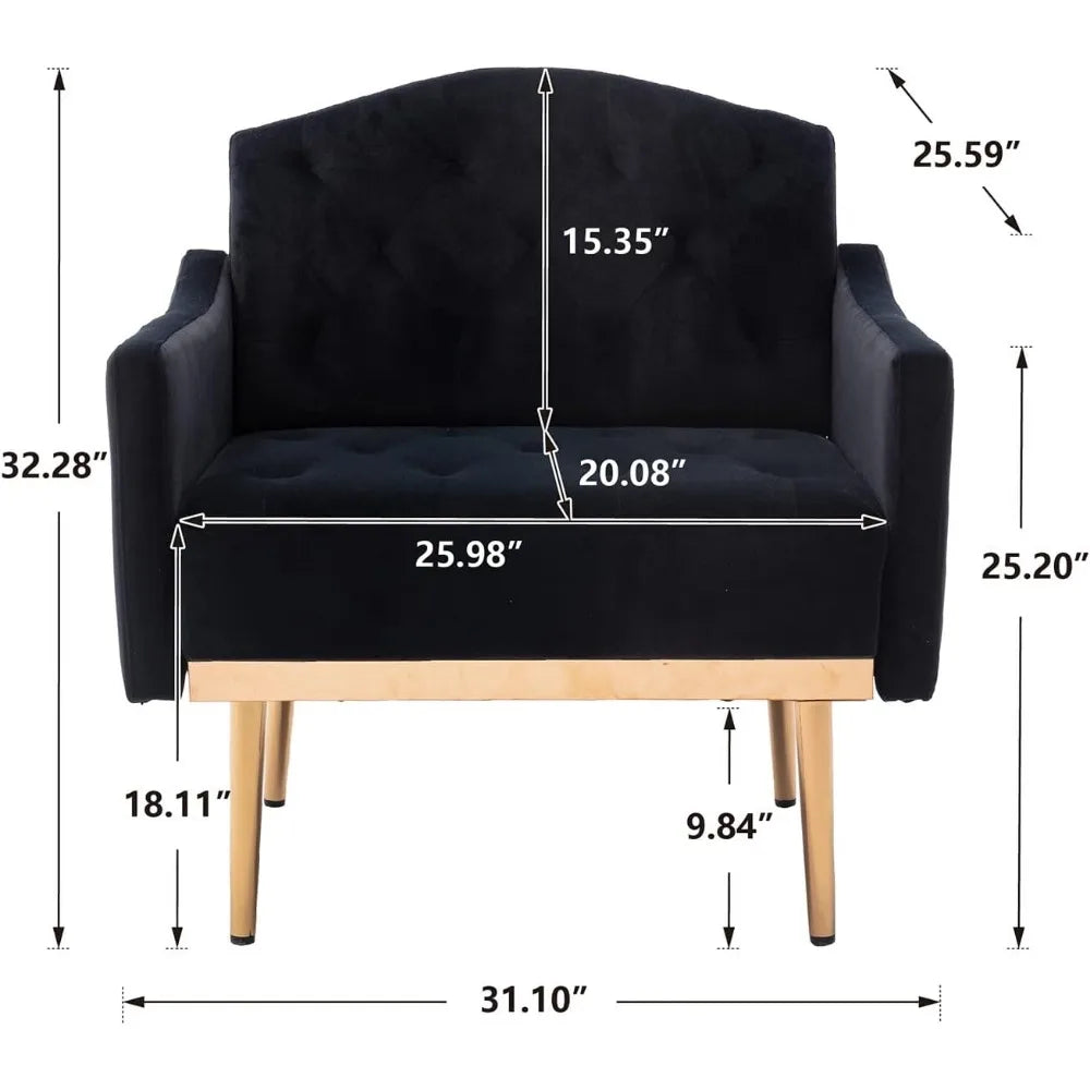 Velvet Accent Chair with Arms for Living Room
