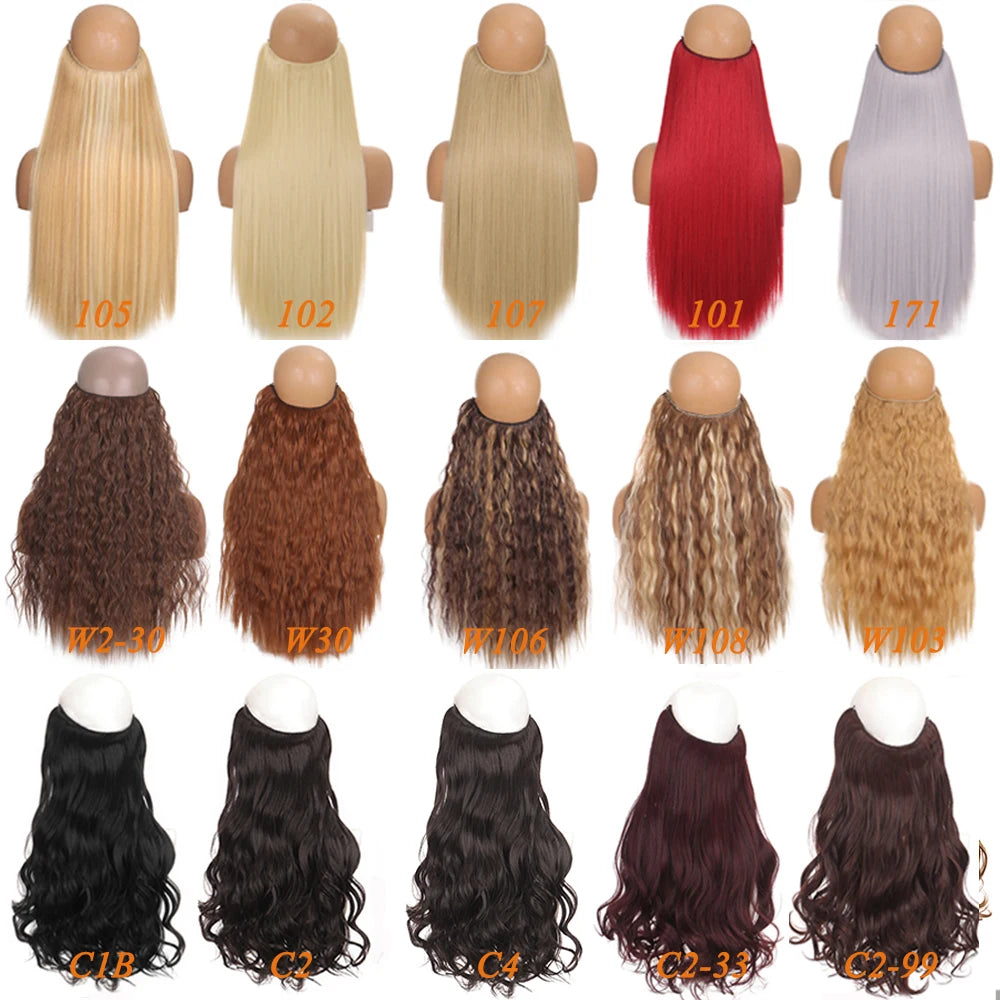 Synthetic No Clip In Fake Hairpiece Blonde Extension