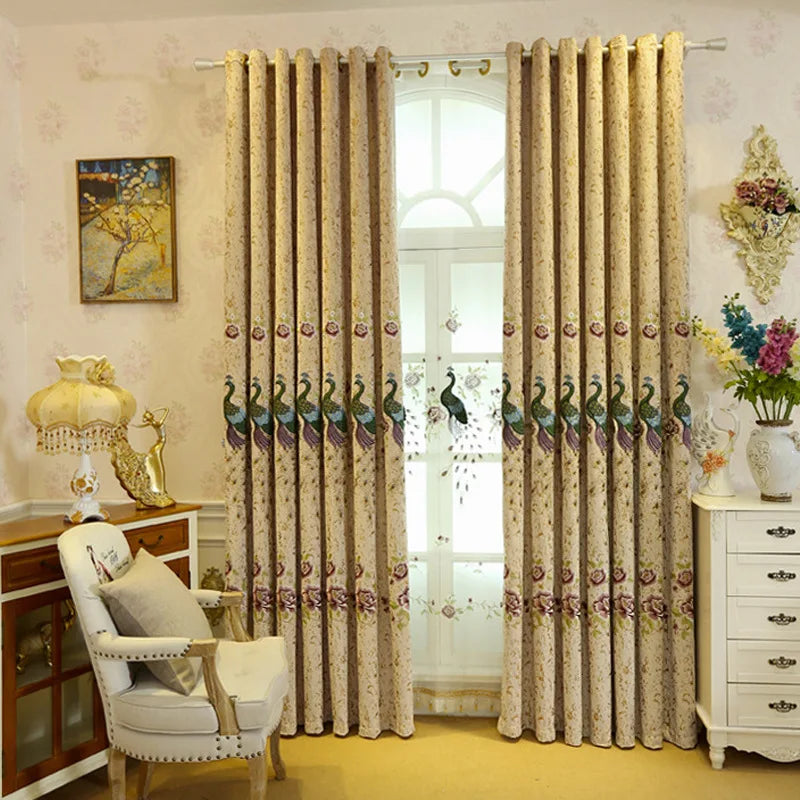 Luxury Chinese Style Peacock Embroidered Curtains