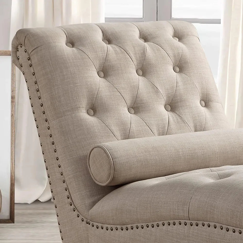 Chaise longue upholstered in linen Chair