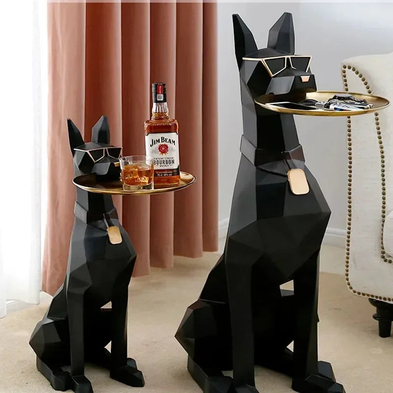 Giant Doberman Side Table Large Dog Tray Statues