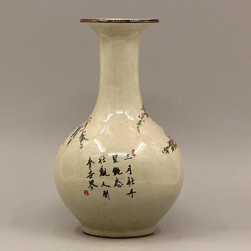 Qing Dynasty Qianlong Flower and Bird Peony Pink Vase
