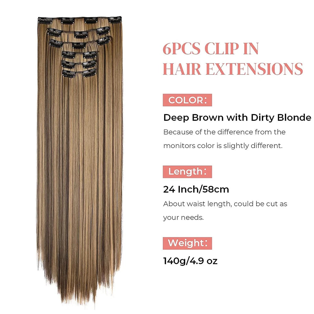 Women Long Straight Synthetic Hair Extension