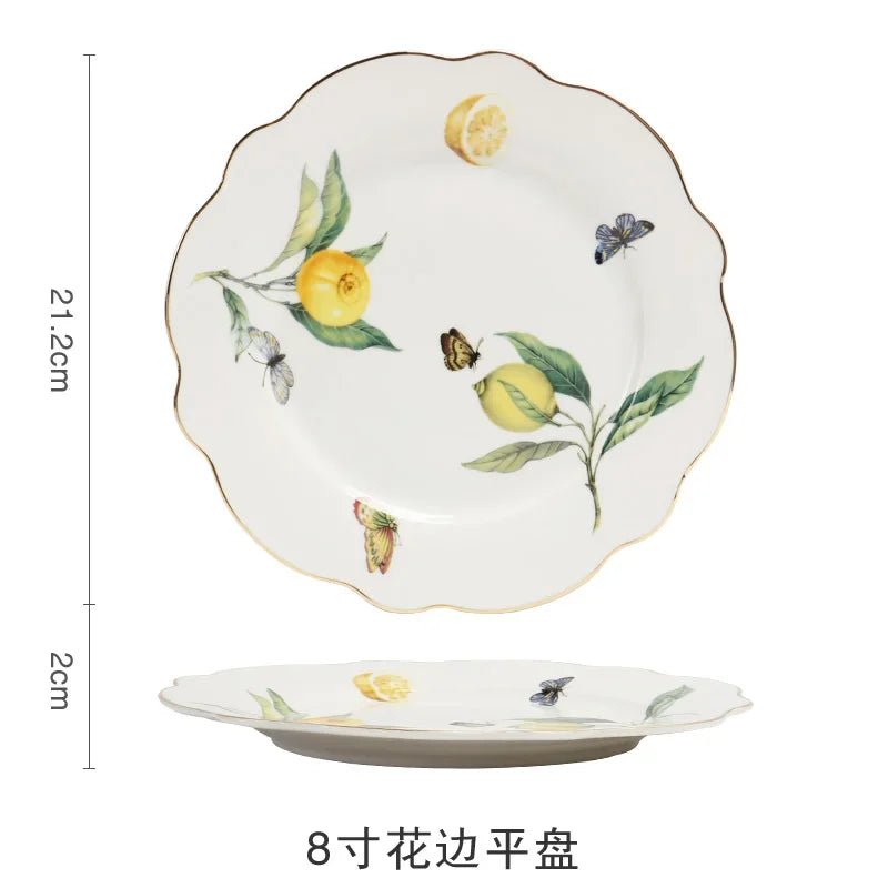 European-style ceramic steak plate cutlery