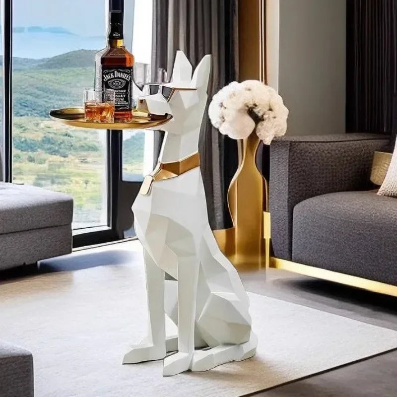 Giant Doberman Side Table Large Dog Tray Statues