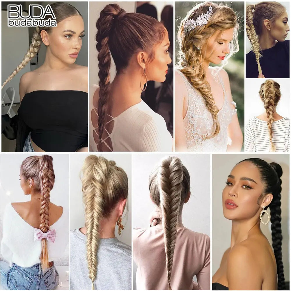 Synthetic Hair Braided Fishtail Ponytail Clip In Hair Extension
