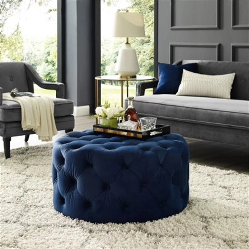 Velvet Round Ottoman Luxury Sofa Stool