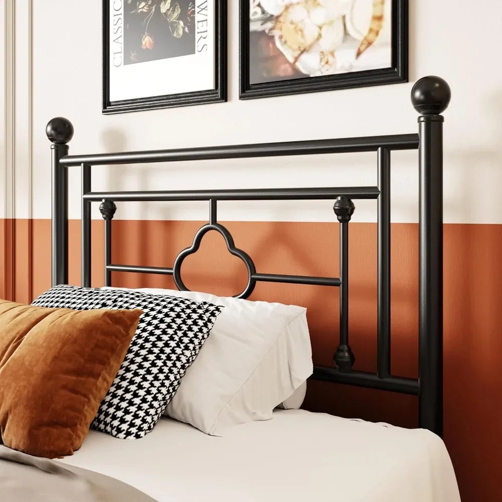 Metal bed frame with headboard and footboard