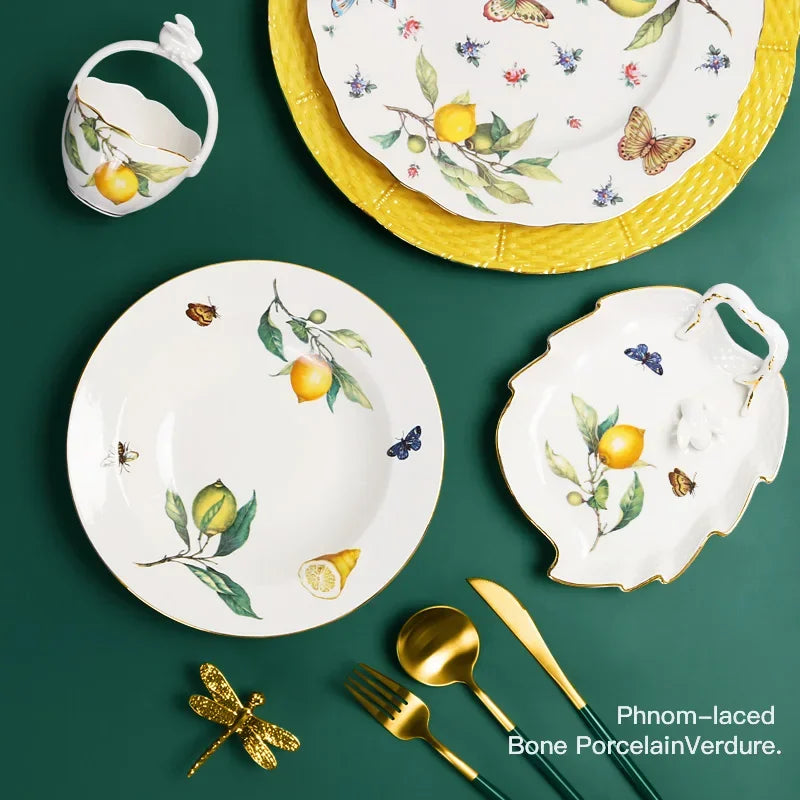 European-style ceramic steak plate cutlery