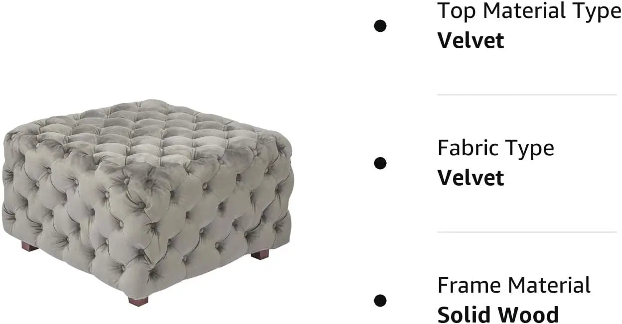 Velvet Ottoman Bench Cube Foot Rest Stool Square Coffee Table