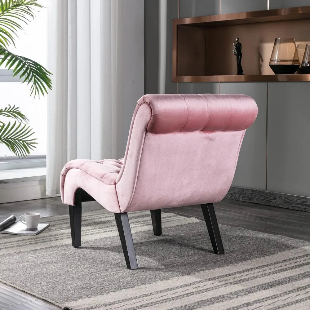 Chaise Lounge Pink Velvet Accent Chair
