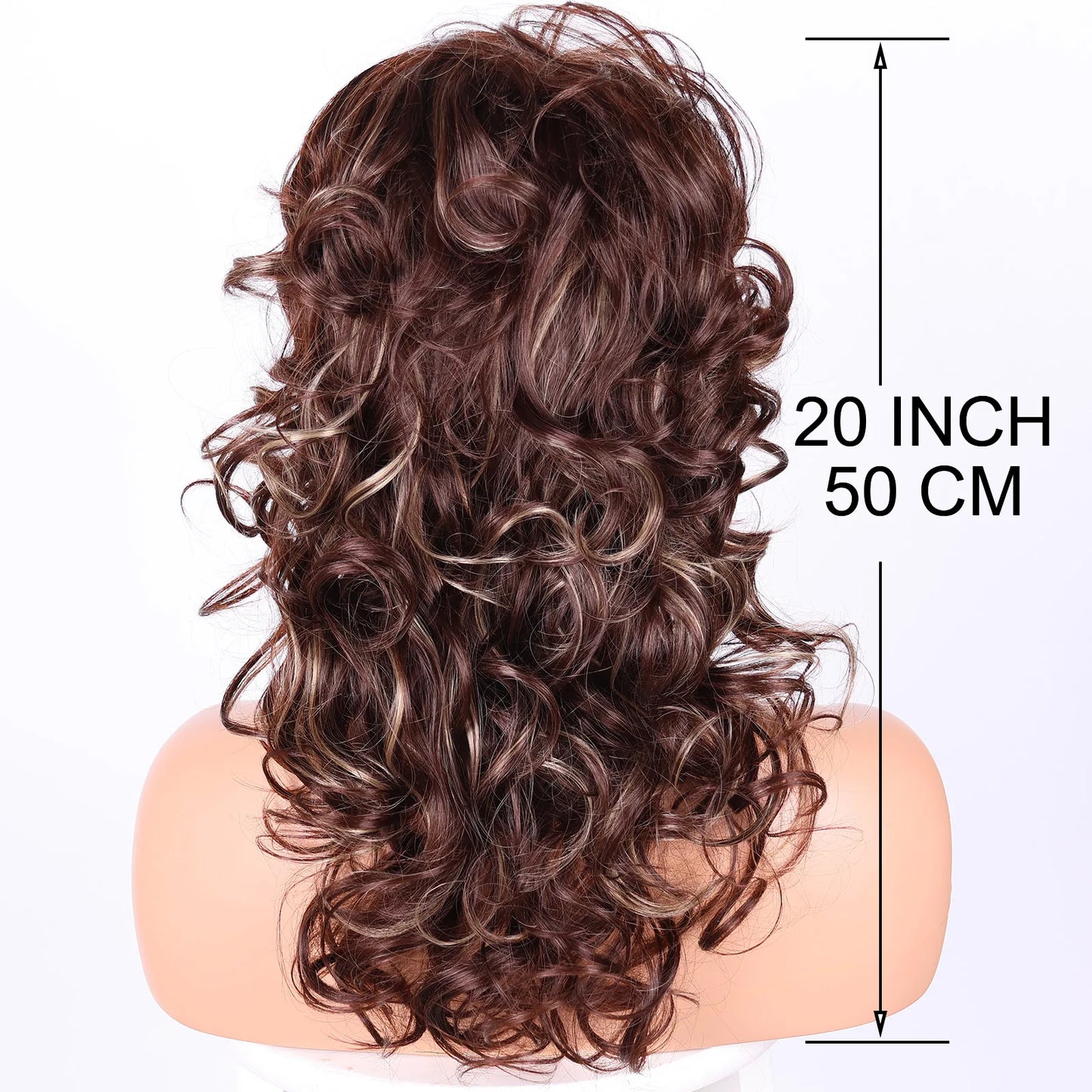 BCHR Long Brown Curly Wig