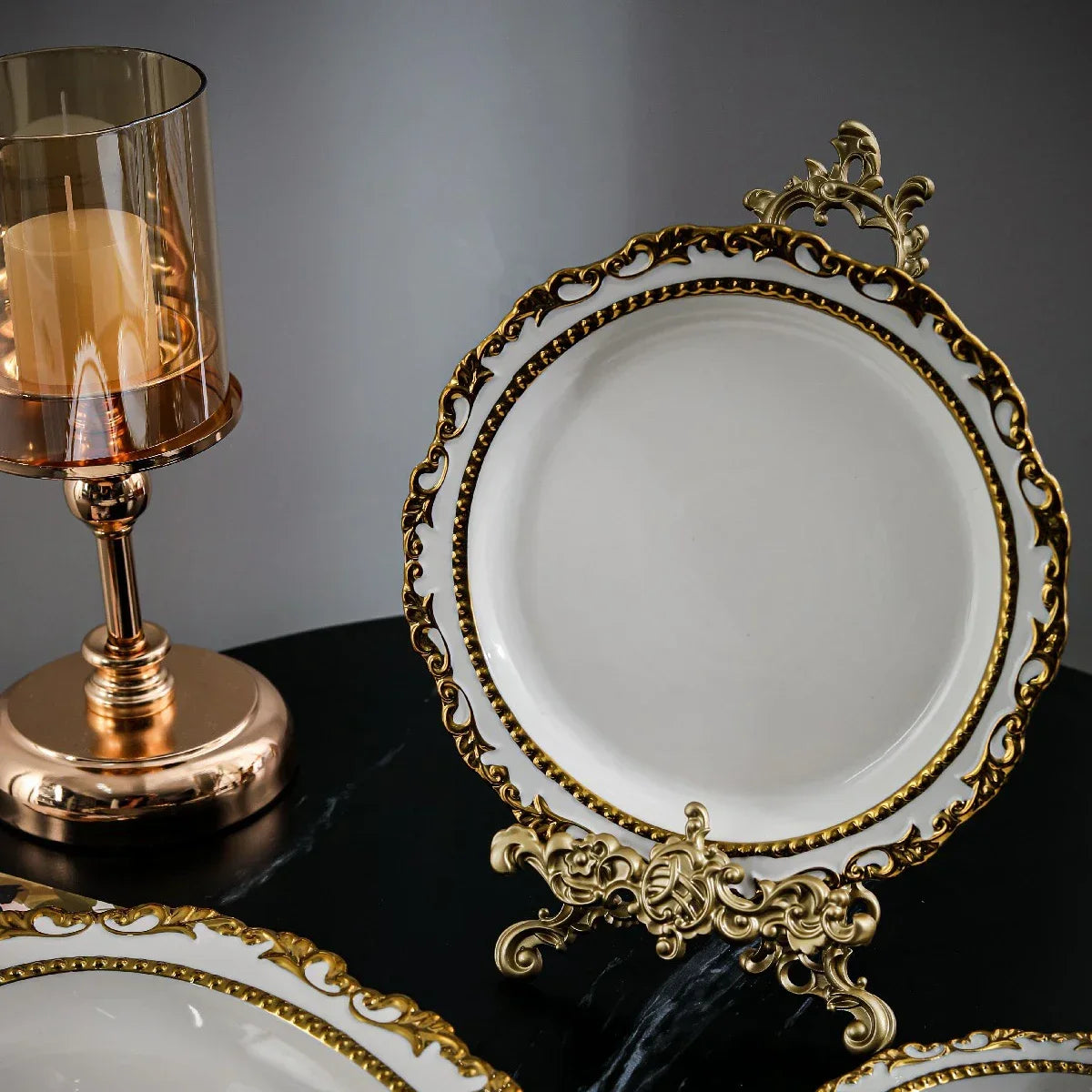 French Royal Style Vintage Gold-Plated Ceramic Coffee Cup Set