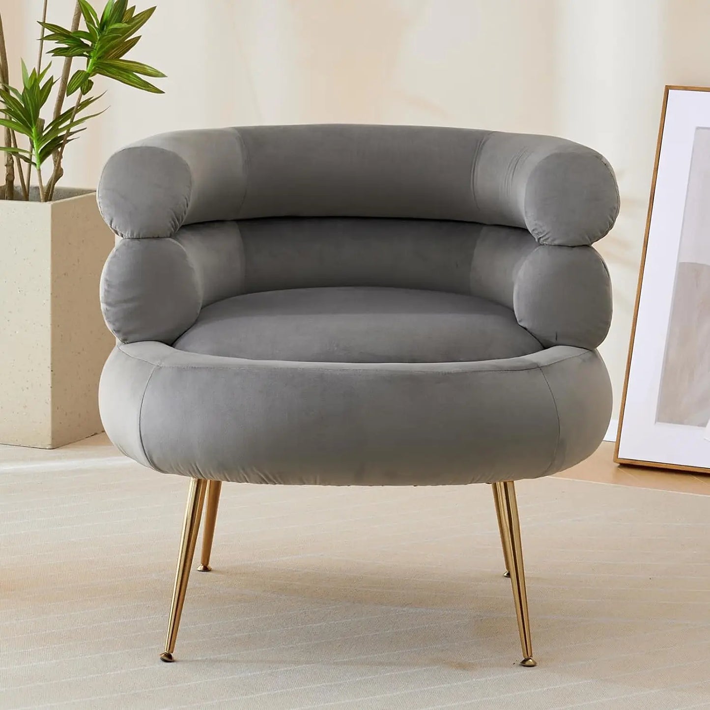 Accent Chair with Ottoman Velvet Armchair