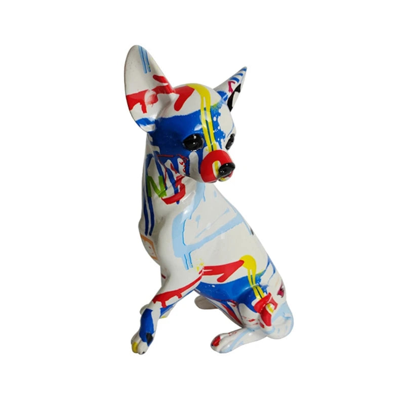 Painted Colorful Art Chihuahua Dog Statue Sculpture