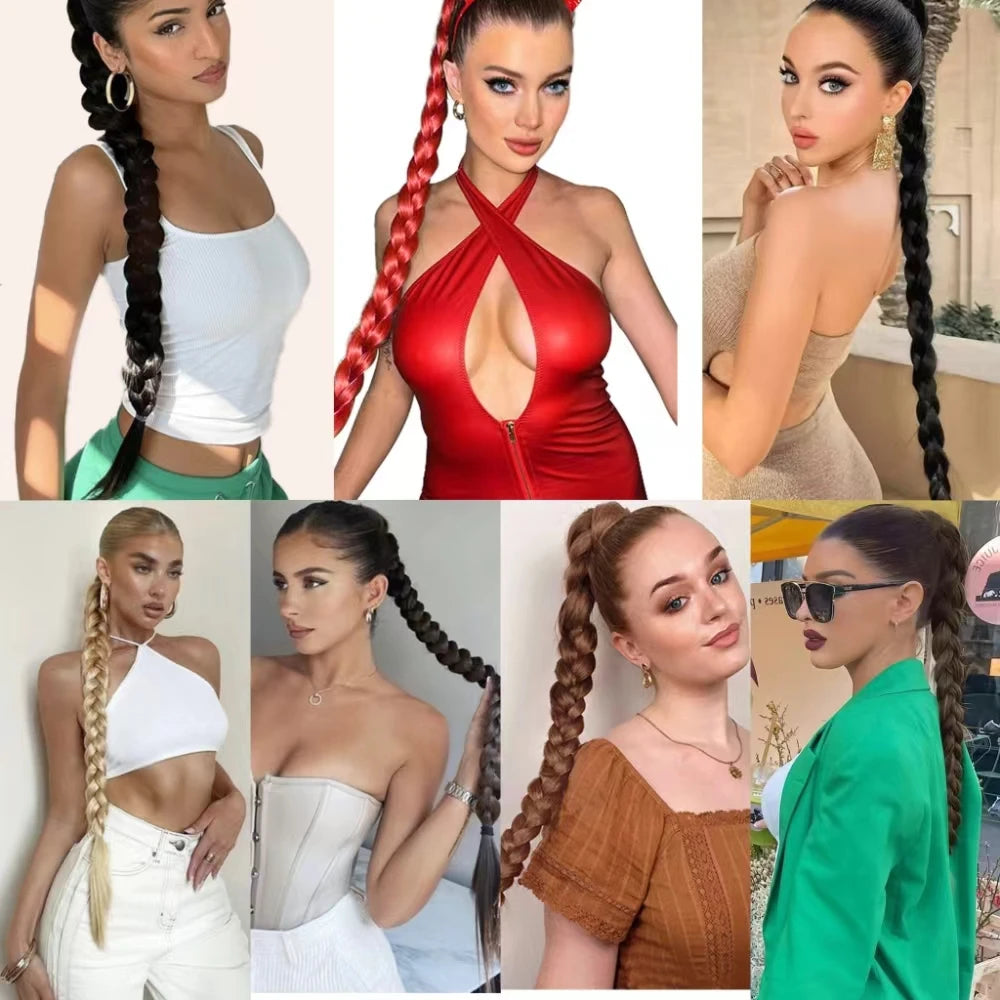 Long Synthetic Braided Ponytail Hair Extensions