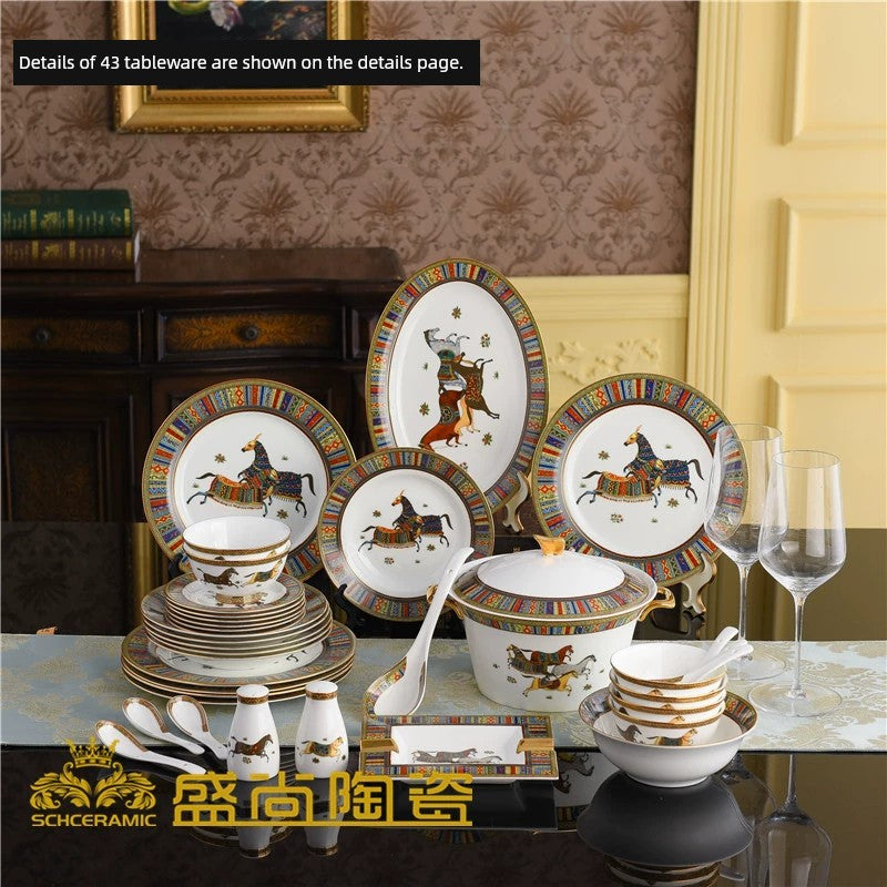Western-Style Ceramic Bowl and Dish Bowl Set