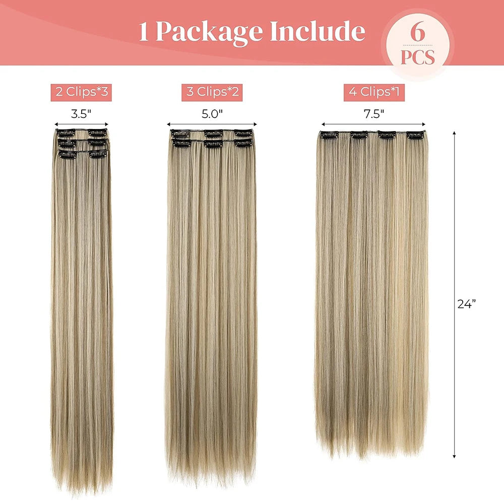 Women Long Straight Synthetic Hair Extension