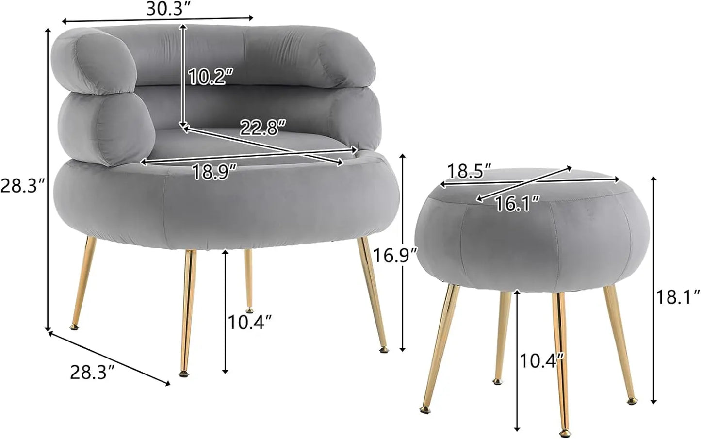Accent Chair with Ottoman Velvet Armchair