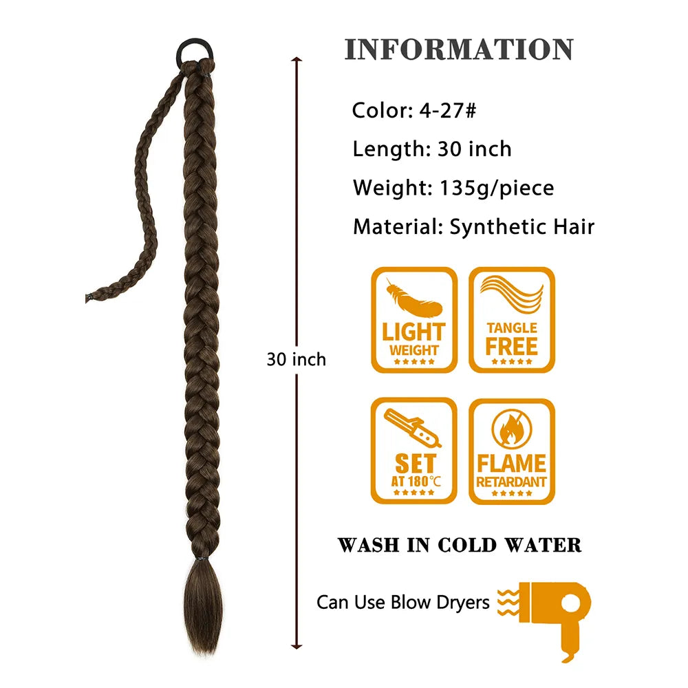 Long Synthetic Braided Ponytail Hair Extensions