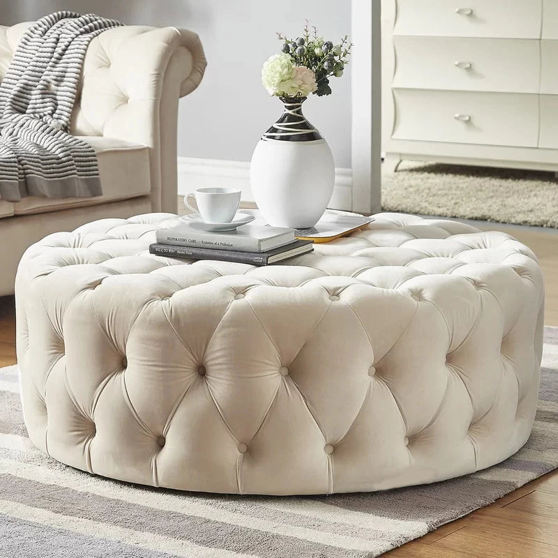 Velvet Round Ottoman Luxury Sofa Stool