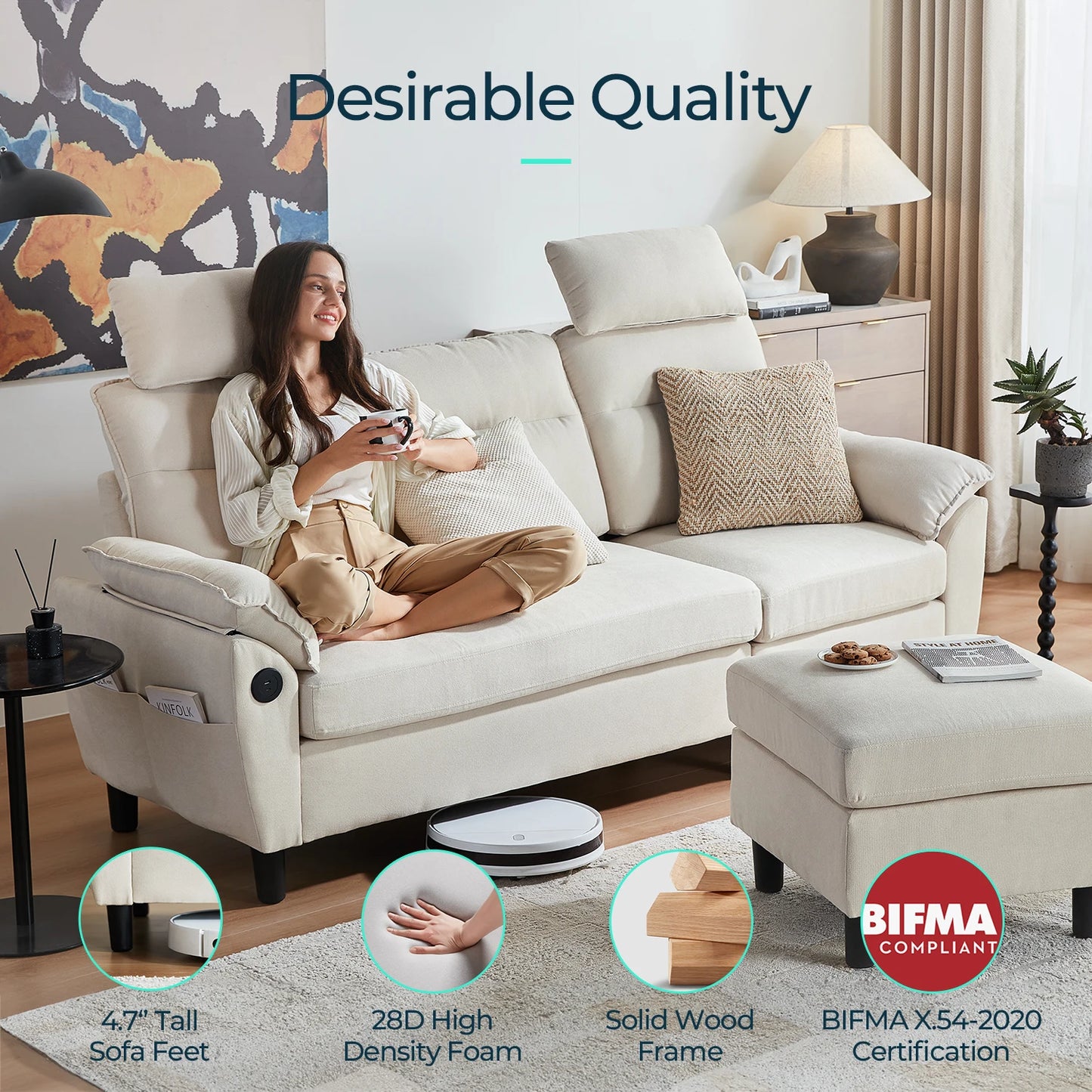 LINSY HOME L Shaped Sectional Sofa