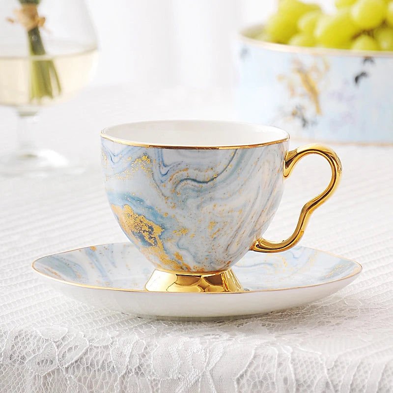 European Light Luxury Bone China Coffee Cup and Saucer Set