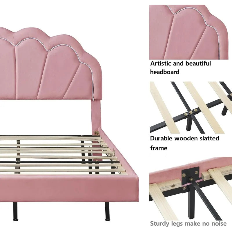 Floating Bed Frame Full Size with Ottoman