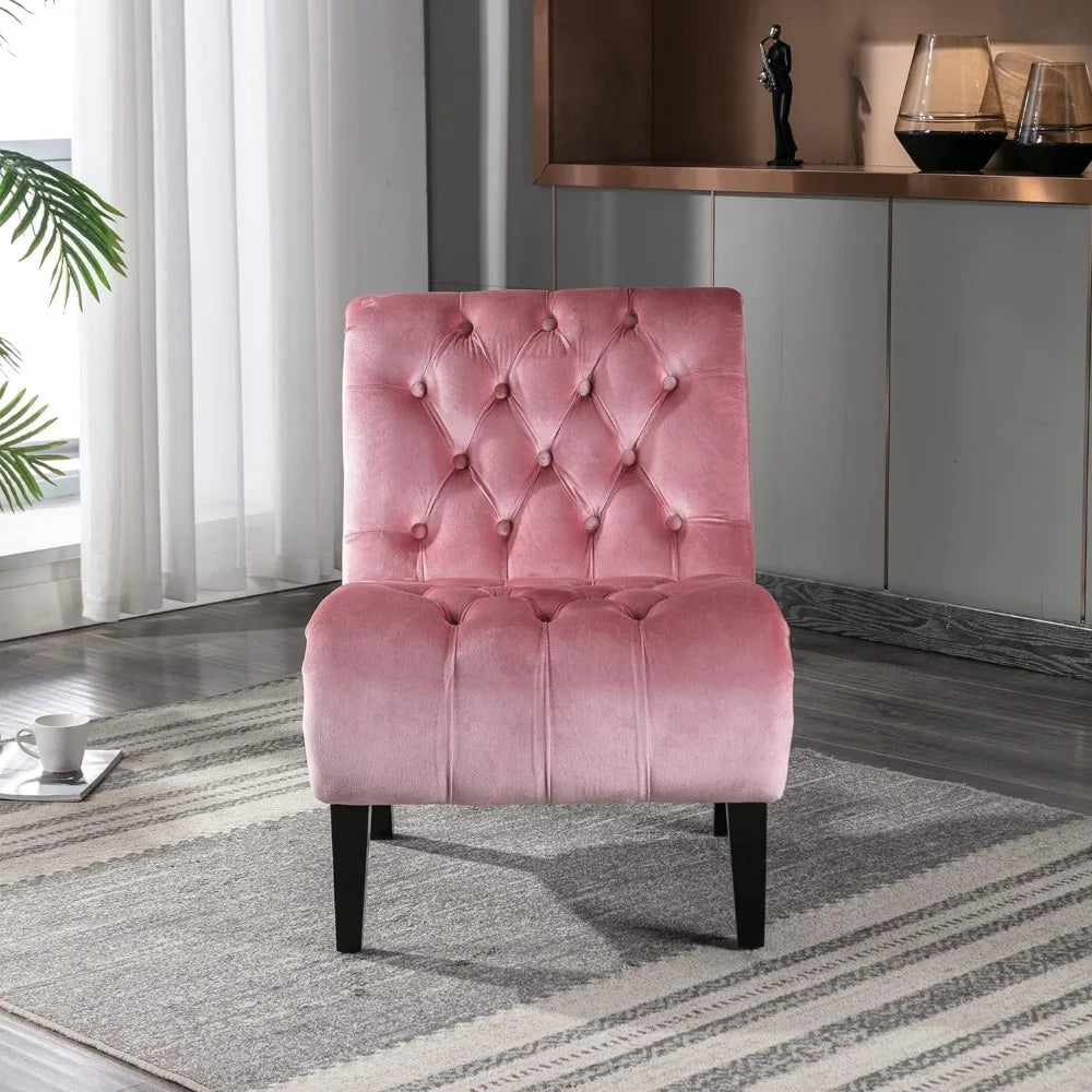 Chaise Lounge Pink Velvet Accent Chair