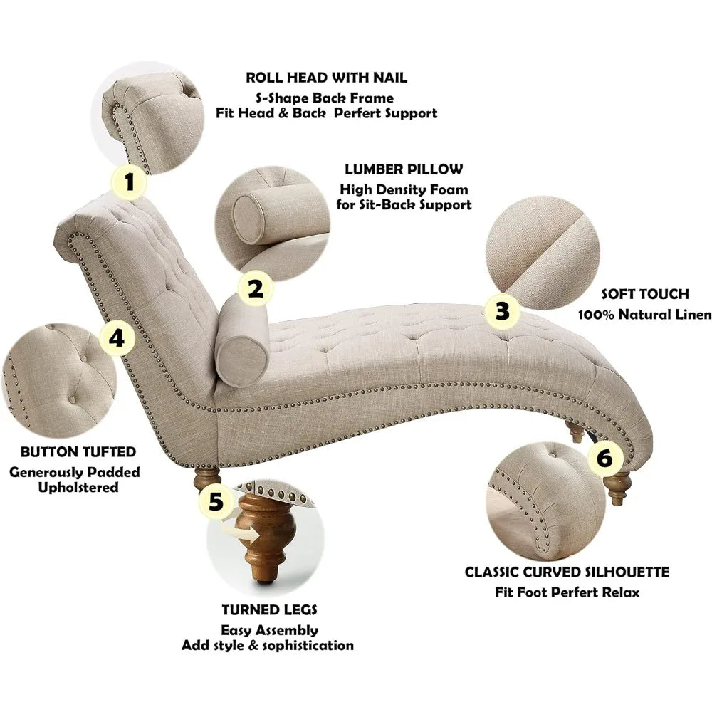 Chaise longue upholstered in linen Chair