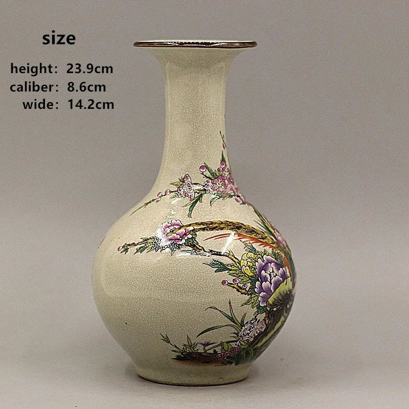 Qing Dynasty Qianlong Flower and Bird Peony Pink Vase