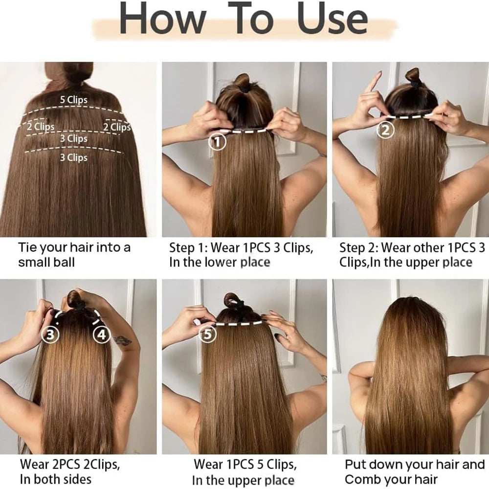 Women Long Straight Synthetic Hair Extension