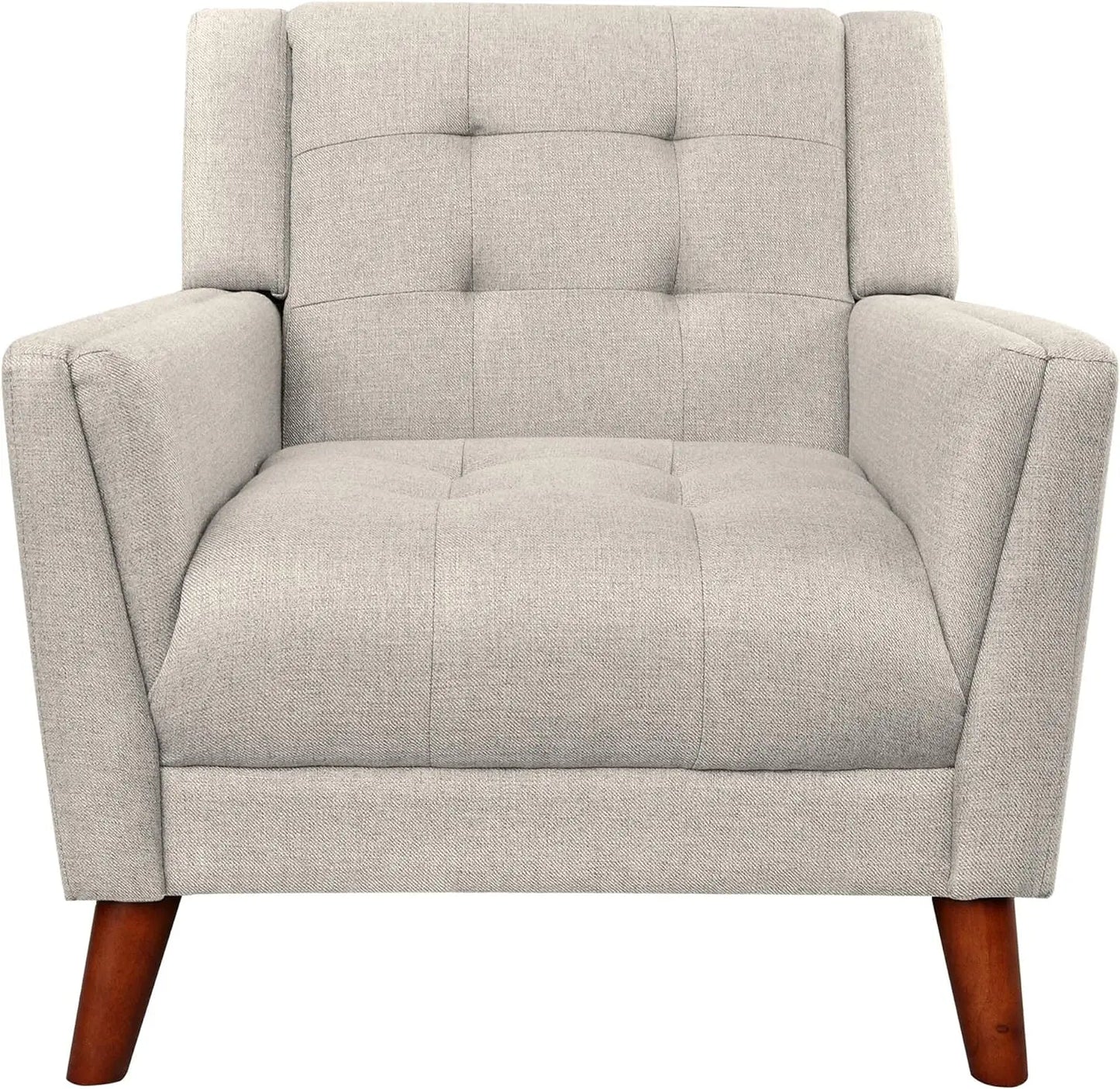 Christopher Knight Home Evelyn Mid Century Modern Fabric Arm Chair, Beige & Walnut