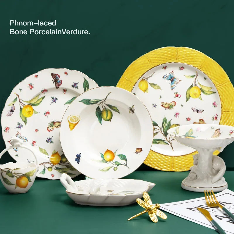 European-style ceramic steak plate cutlery