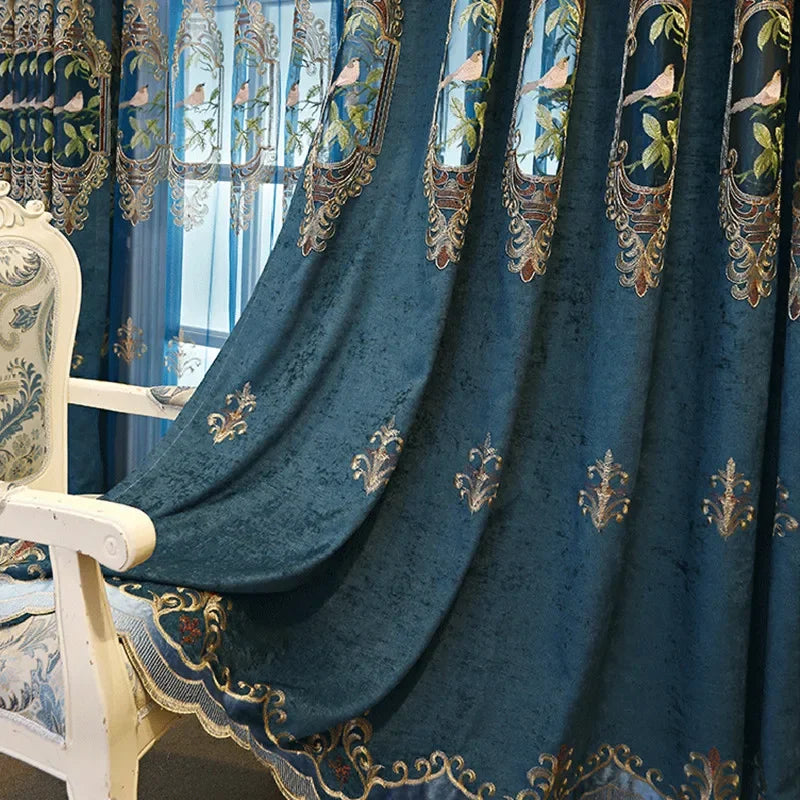 Luxury Bird Embroidered Curtains