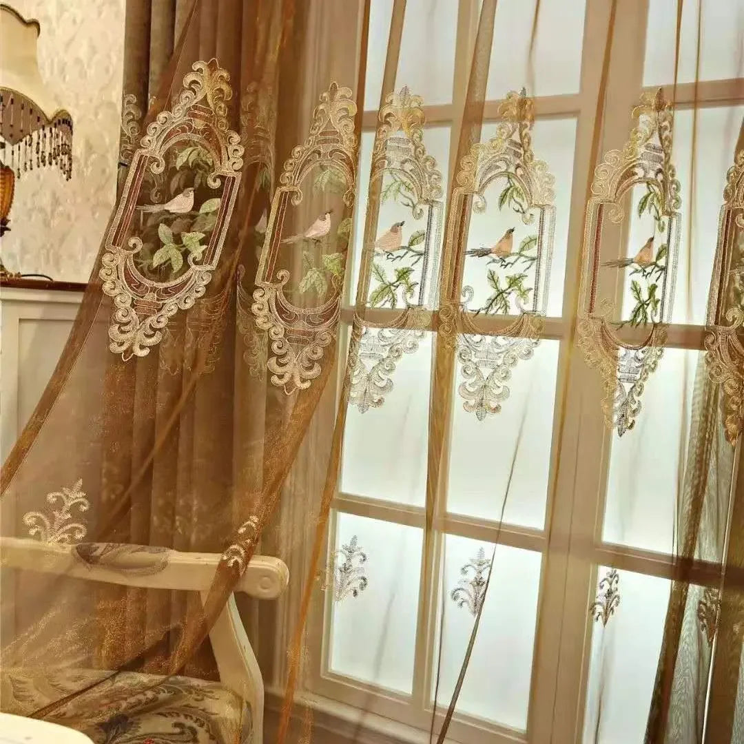Luxury Bird Embroidered Curtains