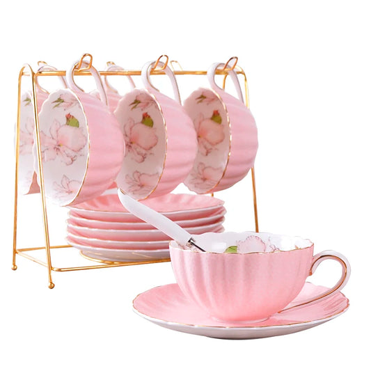 Pink Romantic Pumpkin Coffee Cup Set
