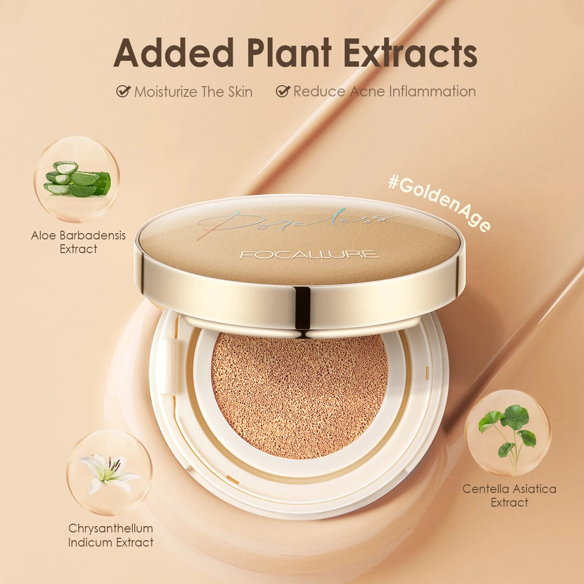 FOCALLURE Poreless BB Air Cushion Whitening Foundation