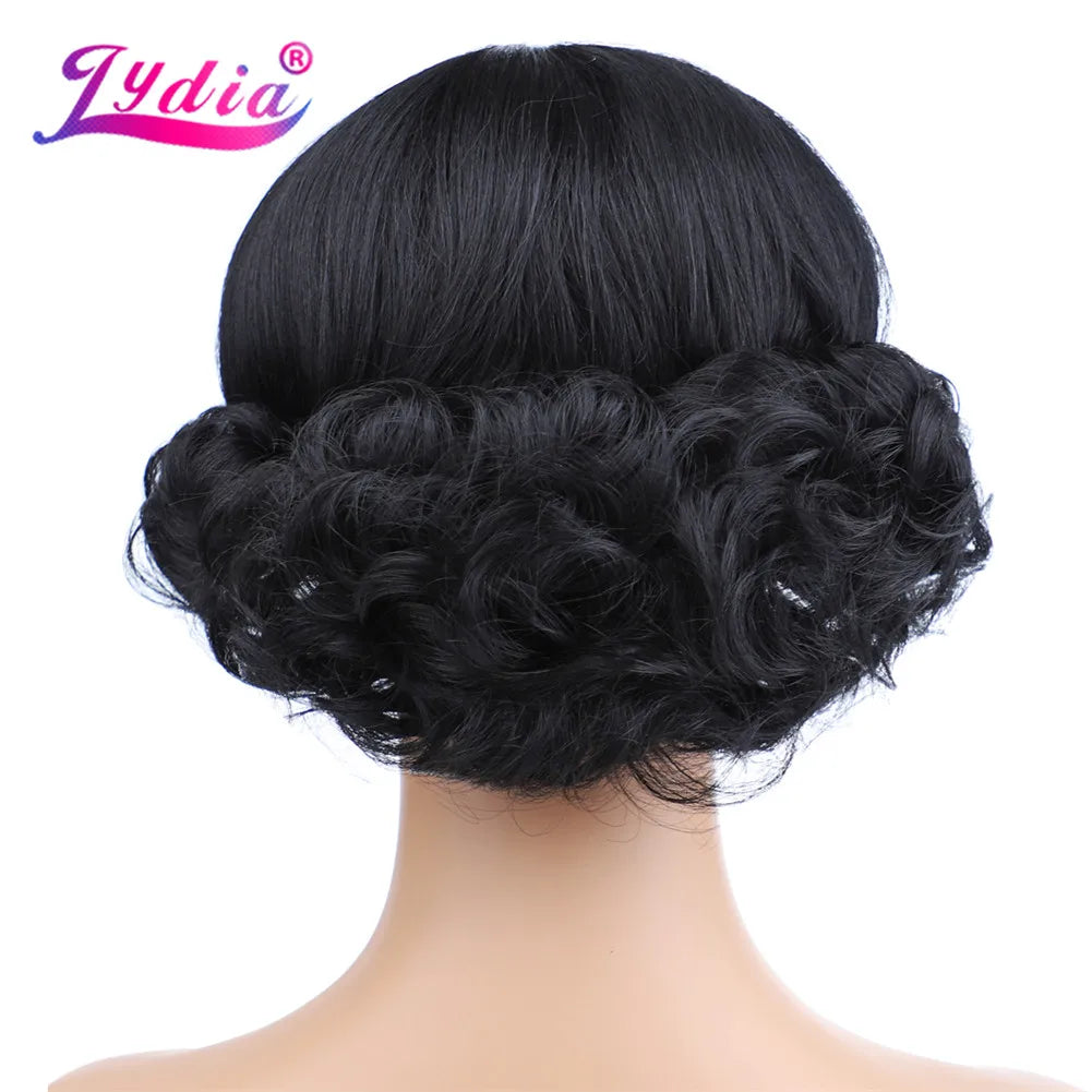 Lydia Synthetic Curly Natural Black Kanekalon Short Wig