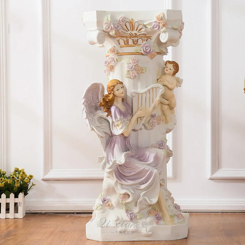 Nordic Floor Angel Roman Column Resin Ornament