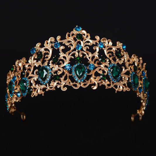 KMVEXO Forest Leaf Crystal Tiara