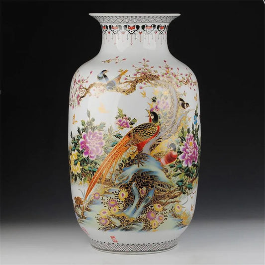 Jingdezhen Ceramic Gold Pheasant Vase