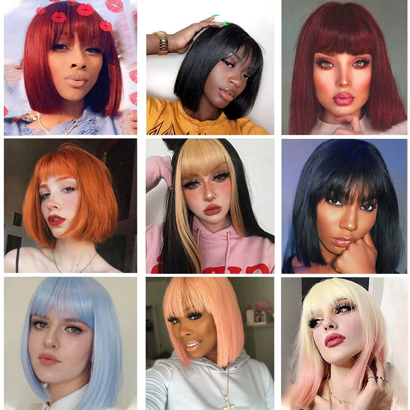 Kurze Silber Grau Bob MIT Kurze Gerade Wig