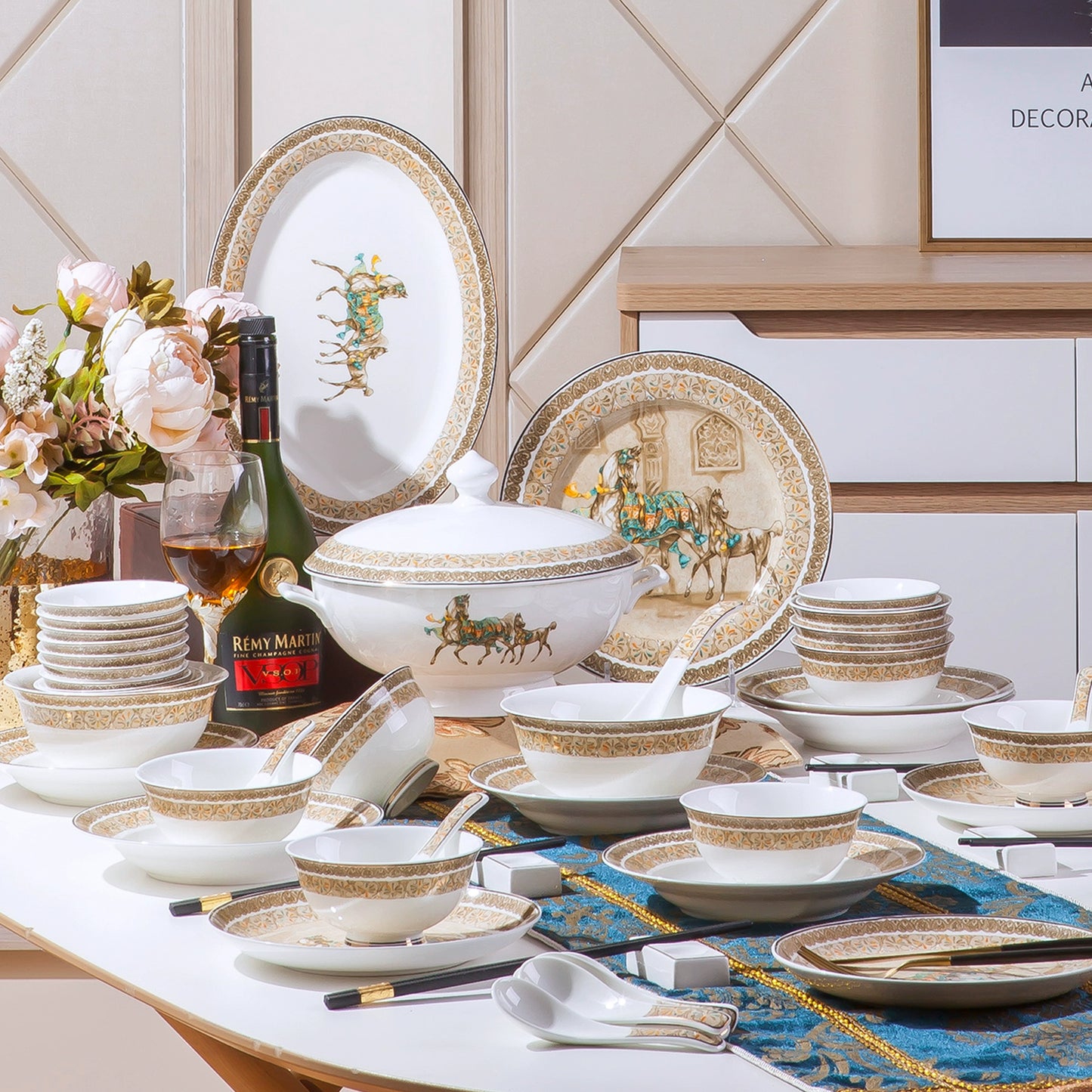 Jingdezhen Bone China Tableware Suit Plate Set