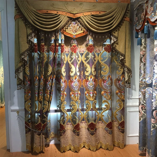 European Chenille Cut Out Embroidered Curtain