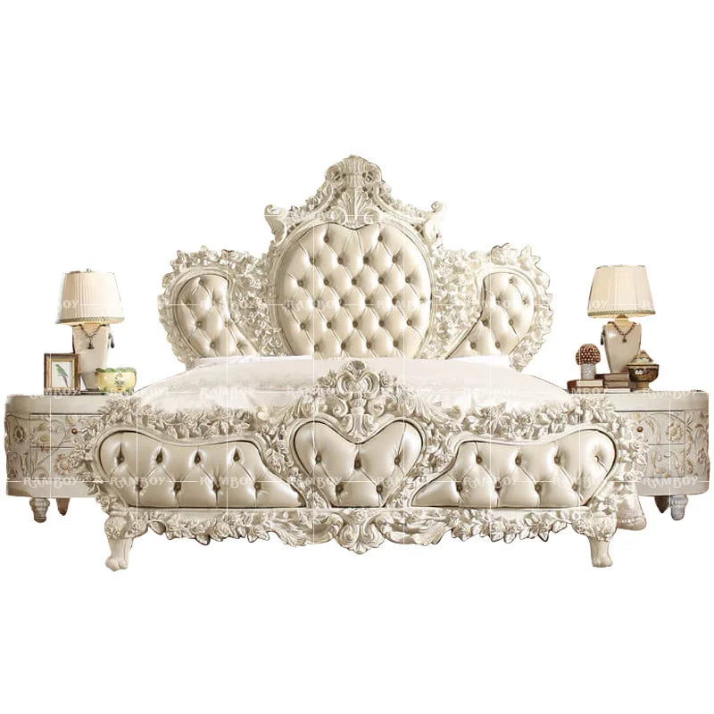 French master bedroom wood carved double bed