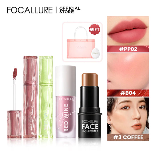 FOCALLURE Lip Gloss Lipstick  Makeup Set