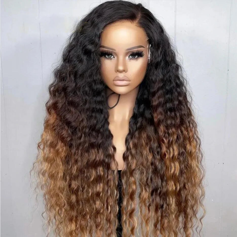Ombre Blonde Brown Kinky Curly Wig