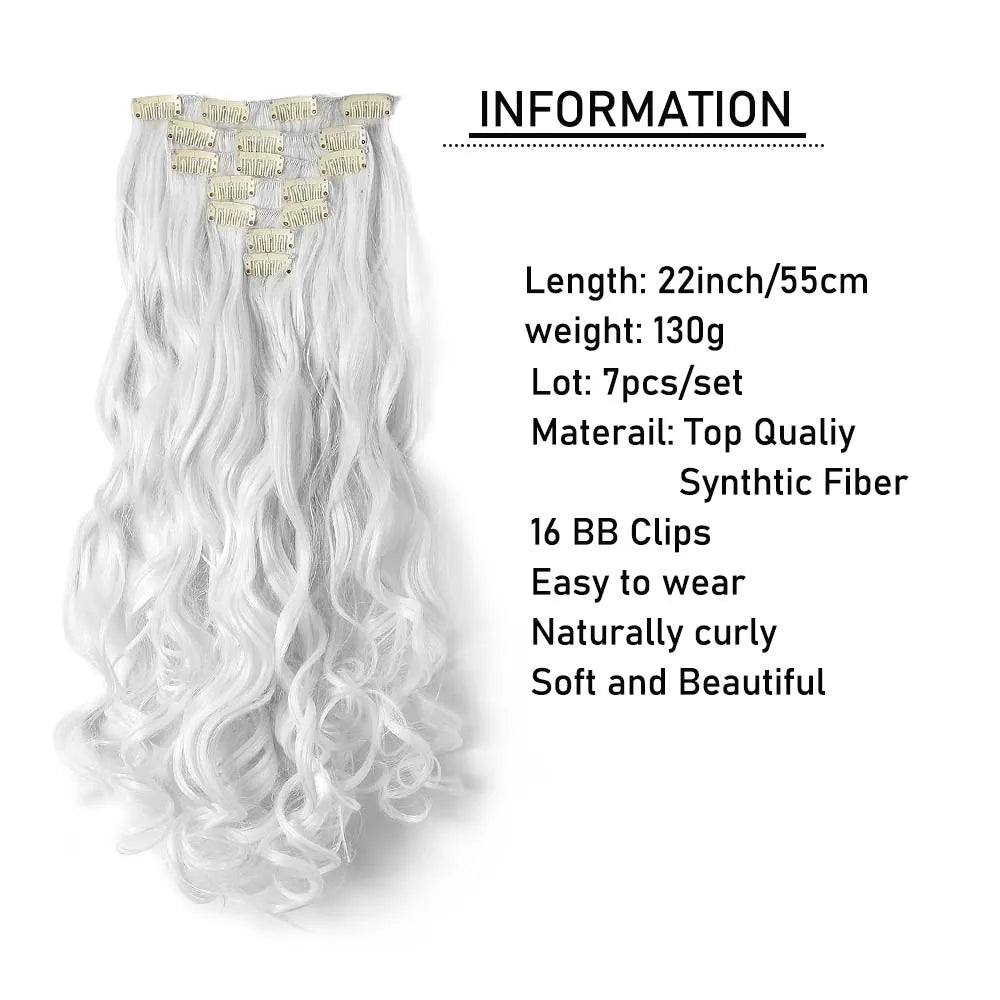 Elegant Sexy White Hair Extension with Long Curly Wave